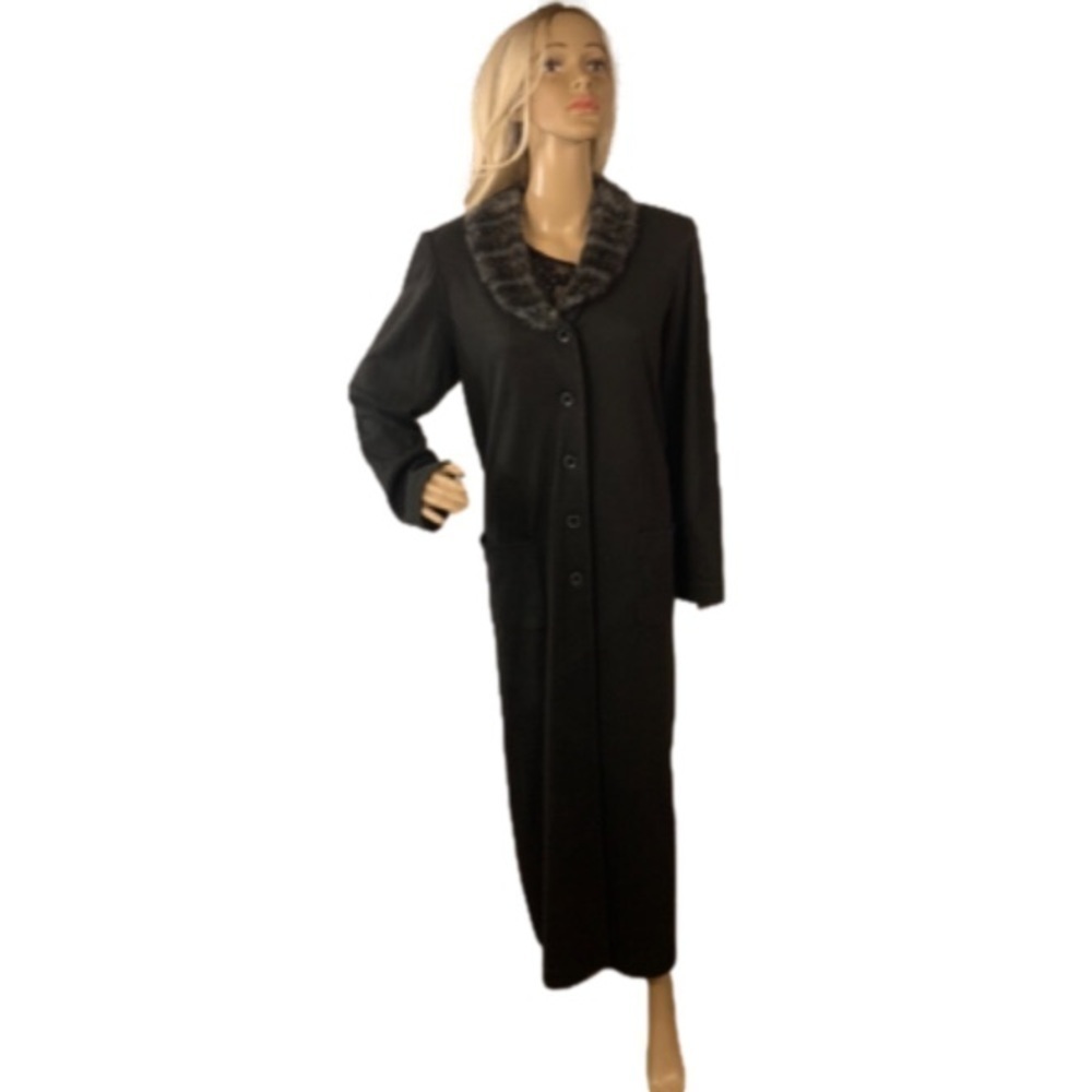 WOMEN’S Danny & Nicole Charcoal Trench w faux fur neck trim Size 16